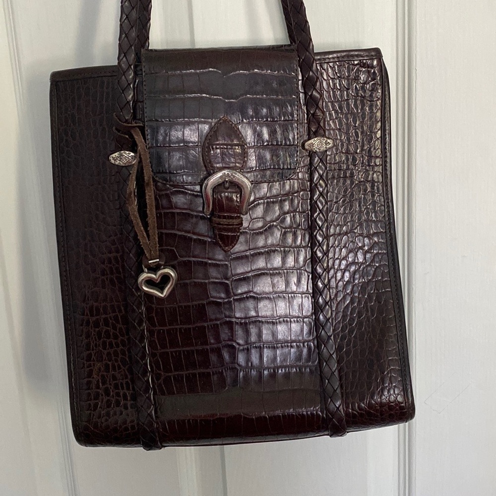 Brighton croc embossed leather shoulder bag